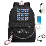 Stitch Backpack school bags for teenagers Girls Boys USB travel Bag