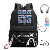 Stitch Backpack school bags for teenagers Girls Boys USB travel Bag