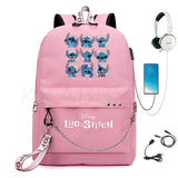 Stitch Backpack school bags for teenagers Girls Boys USB travel Bag