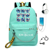 Stitch Backpack school bags for teenagers Girls Boys USB travel Bag
