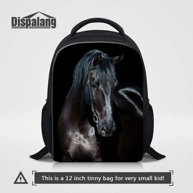 12-Inch Kids Animal Backpack for Kindergarten School Bag Horse Head 3D Printing