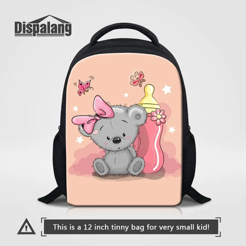 12inch Children Mini Backpack Kindergarten Bear Print Book Bag