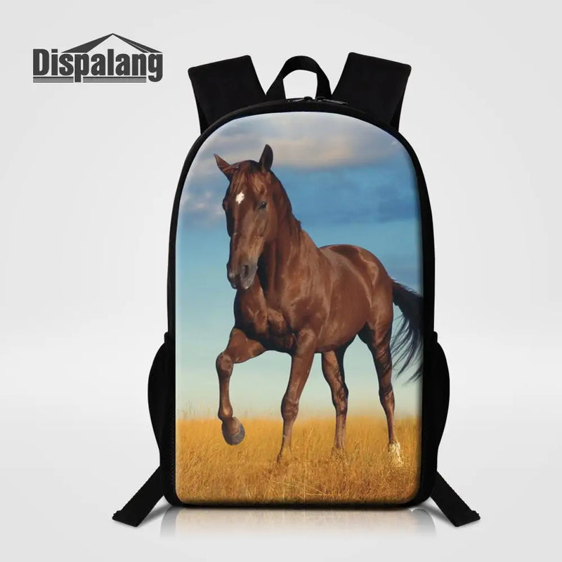 Teenage Horse Printing School Bag Kids Rucksack Animal Back Pack