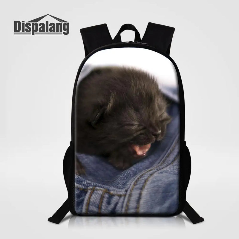 3D Cat Printing Backpack Kids School Bags For Girls Teenage