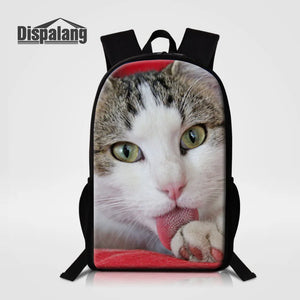 3D Cat Printing Backpack Kids School Bags For Girls Teenage