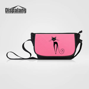 Abstract Cat Prints Women Messenger Bags Cartoon Canvas Shoulder Bag