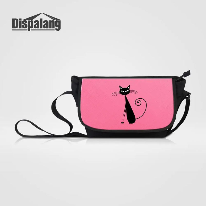 Abstract Cat Prints Women Messenger Bags Cartoon Canvas Shoulder Bag