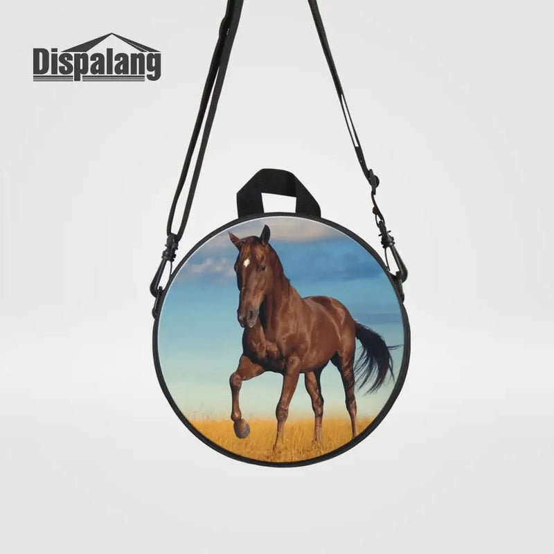 Horse Print Kids School Bag Round Backpack For Women