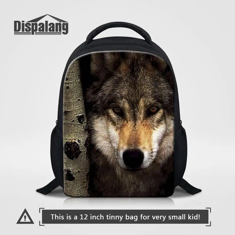 Wolf Print Mini Schoolbag Kindergarten Children School Bags