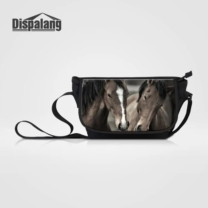 Animal Print Messenger Bag Horse Travel Cross Body Bag Casual Shoulder Bag