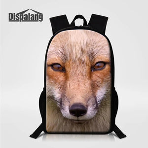 Teenagers Fox School Backpack Animal Print Book Bag Travel Shoulder Mochila