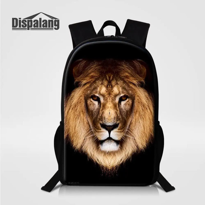 Animals Lion Leopard Wolf Fox Horse Printed School Bags Backpacks For Boys