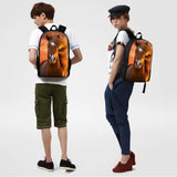 Animals Lion Leopard Wolf Fox Horse Printed School Bags Backpacks For Boys