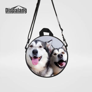 Animals Print Round Bag Dog Small Backpack for School Girls