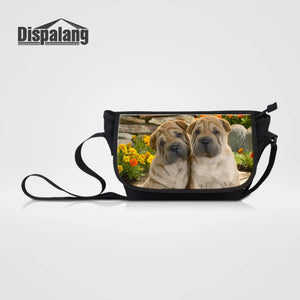Canvas Women Bag Dog Print Casual Shoulder Bag Large Men Messenger Bag