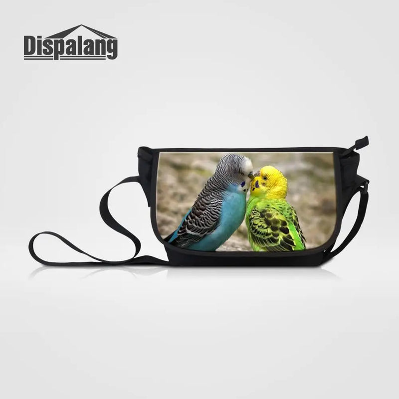 Animal Parrot Print Messenger Bag for Men Women Crossbody Shoulder Bag