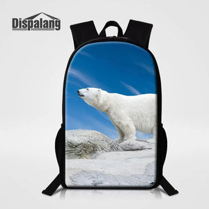 Polar Bear Print Backpack School Bag Teen Girls Rucksack Travel Shoulder Bag