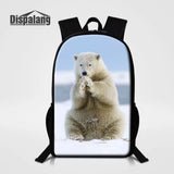 Polar Bear Print Backpack School Bag Teen Girls Rucksack Travel Shoulder Bag