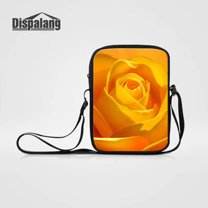 Puple Roses Mini Messenger Bag Women Shoulder Bags Ladies Crossbody Bags