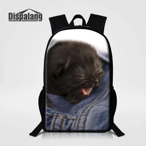 Cat Print Preppy Style Kids School Bag Girls Boys Teenager Backpack
