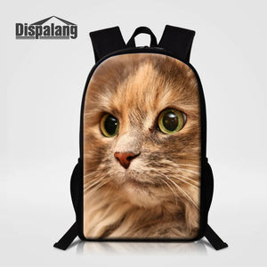 Cat Print Preppy Style Kids School Bag Girls Boys Teenager Backpack