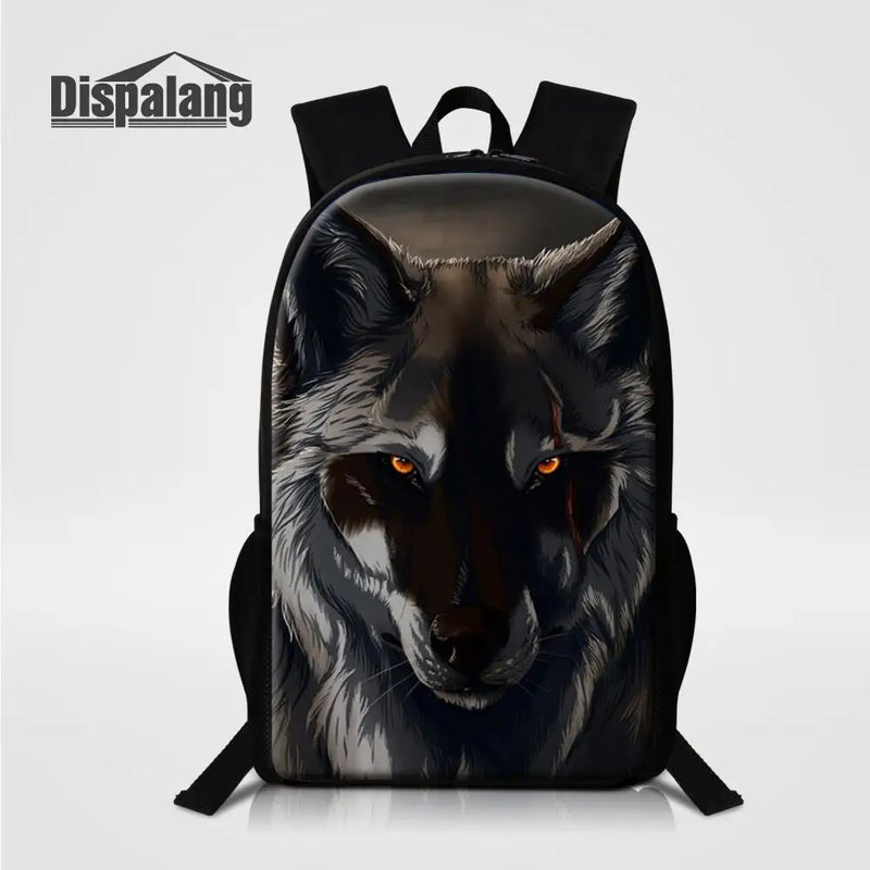 Wolf Print Backpack Animal Large School Backpack - Kids Shoulder Bag