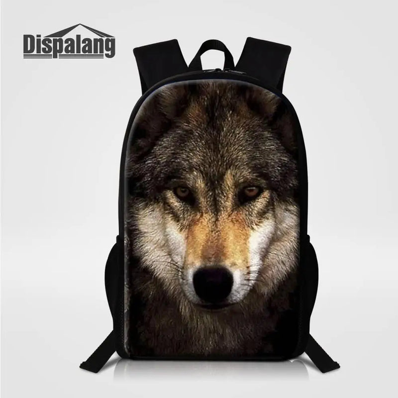 Wolf Animal Print School Backpack for Teens Men Women