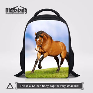 Crazy Horse Pattern Student Schoolbag Casual Children Book Bag Mochila