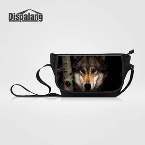Canvas Messenger Bags Wolf Animal Print Handbags Large Laptop Shoulder Bag