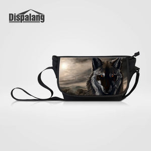 Canvas Messenger Bags Wolf Animal Print Handbags Large Laptop Shoulder Bag
