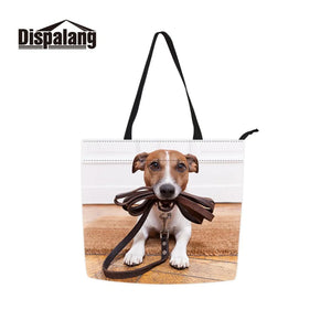 Bulldog Printing Shoulder Bag Women Casual School Bags Large Beach Shop