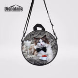 Cat With Hat Round Women Messenger Bag Girls Schoolbag