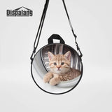 Cat With Hat Round Women Messenger Bag Girls Schoolbag