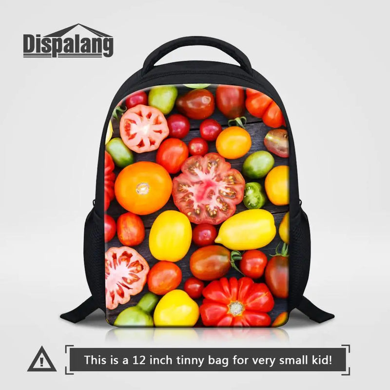 3D Fruits Print Small School Bag for Boys