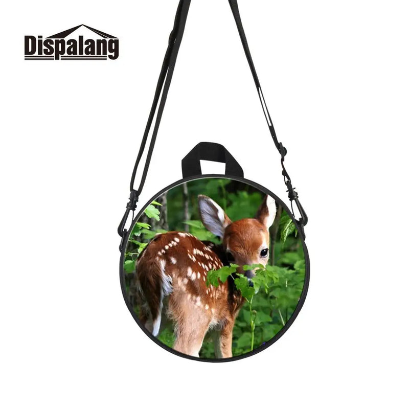 Deer Print Round Backpack for Kids Kindergarten School Bag