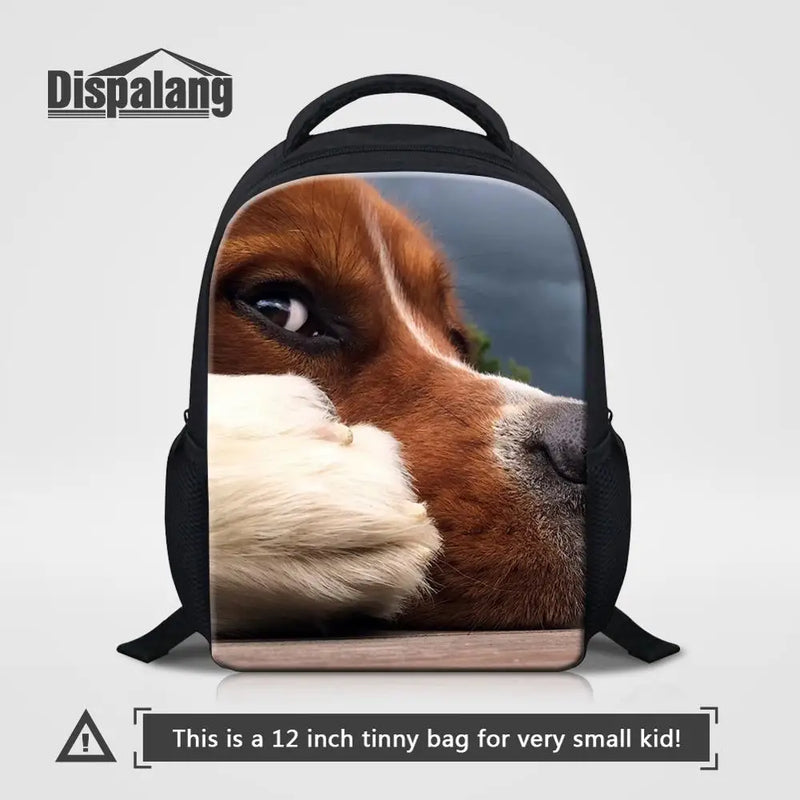 3D Dog Print Kindergarten Backpack for Kids