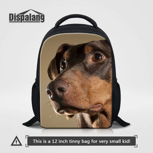 3D Dog Print Kindergarten Backpack for Kids