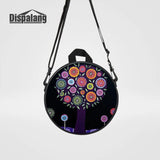 Flower Tree Print Small Round Backpack For Womens Kids Kindergarten School Bag