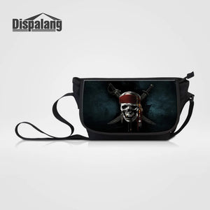 Men Canvas Crossbody Bag Skull Print Shoulder Bag Large Capacity