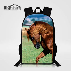 Horse Print School Bags for Girls Boys Backpack in Primary School Backpacks