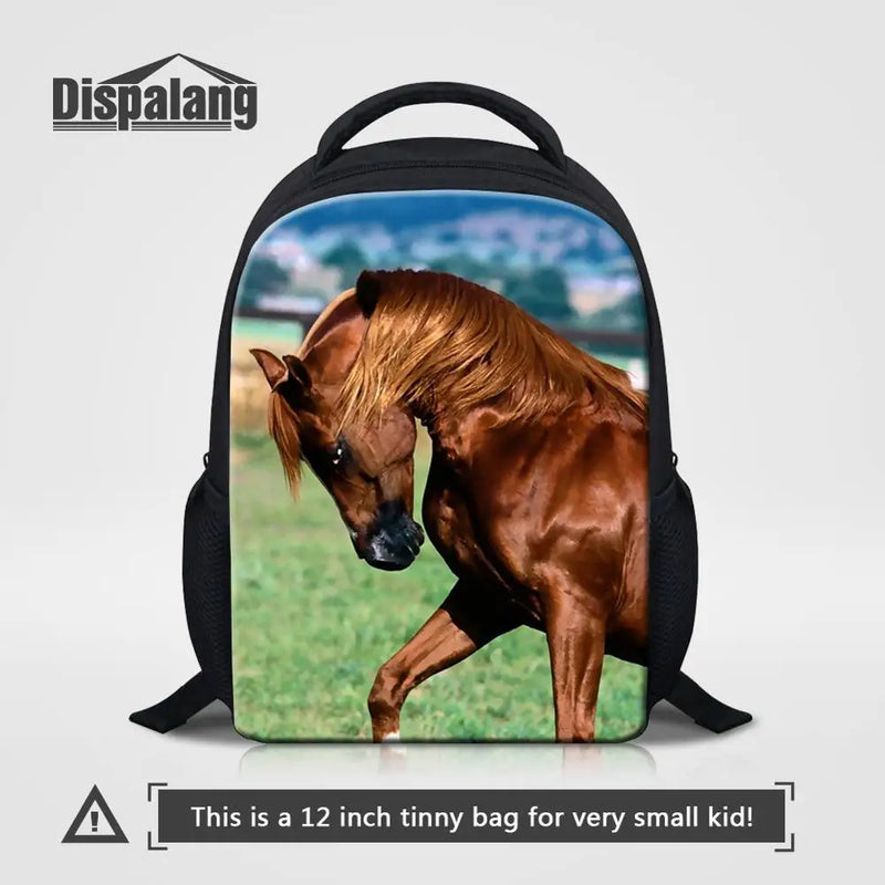 Horse Print Small Backpack For Boys Girls Mini School Bag For Kindergarten