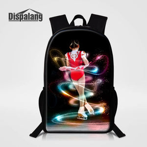 Ice Skating Girl Kids Backpacks Middle School Bags For Teenager