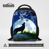Kindergarten Backpack Small Schoolbag Wolf Moon Print Children Boys Girls