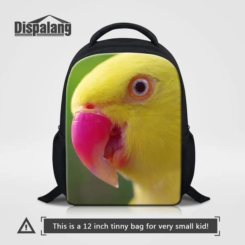 3D Parrot Print Small Backpack for Toddler Girls