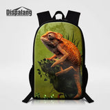 Lizard Printing School Bag For Girls Boys Zipper Kid Backpack Satchel