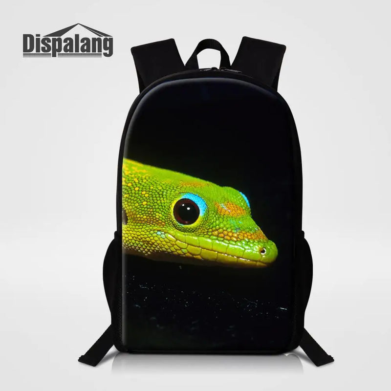 Lizard Printing School Bag For Girls Boys Zipper Kid Backpack Satchel