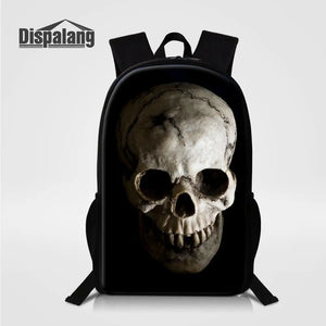 Skull Print College Backpack for Teenagers