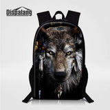 Wolf Print School Backpack for Teenagers