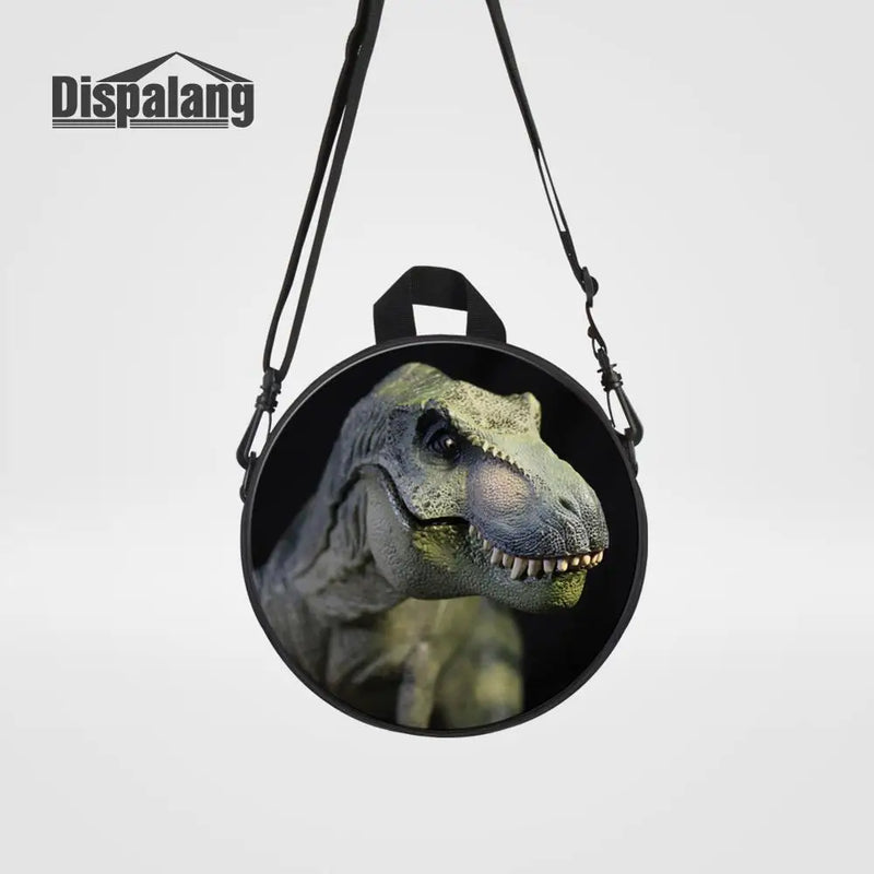 Kids Dinosaur Backpack School Bag Small Round Crossbody Animal Print Shoulder Ba