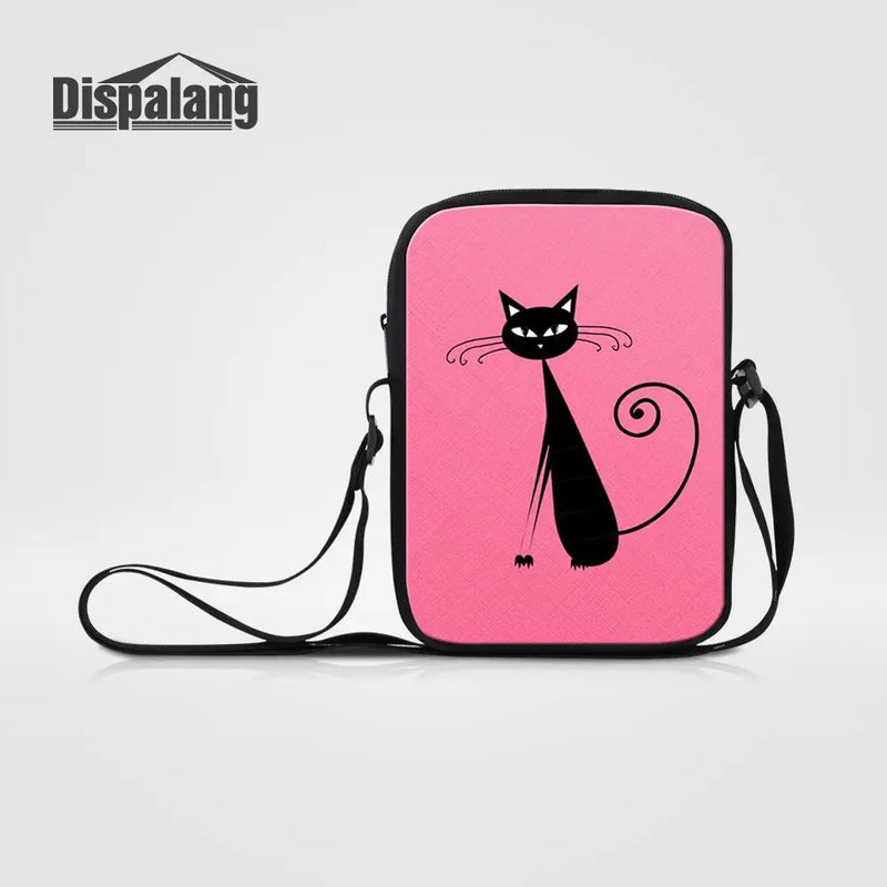 3D Abstract Cat Messenger Bag Pink Crossbody Shoulder Bag For Girl